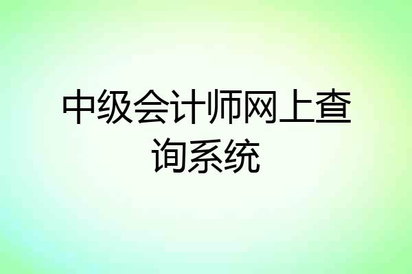 中级会计师网上查询系统