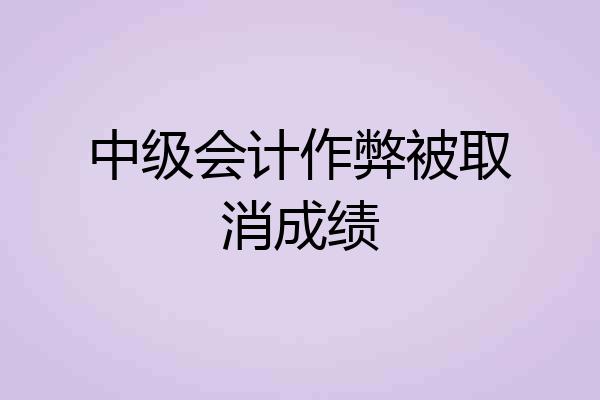 中级会计作弊被取消成绩