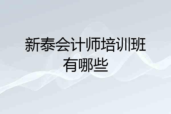新泰会计师培训班有哪些