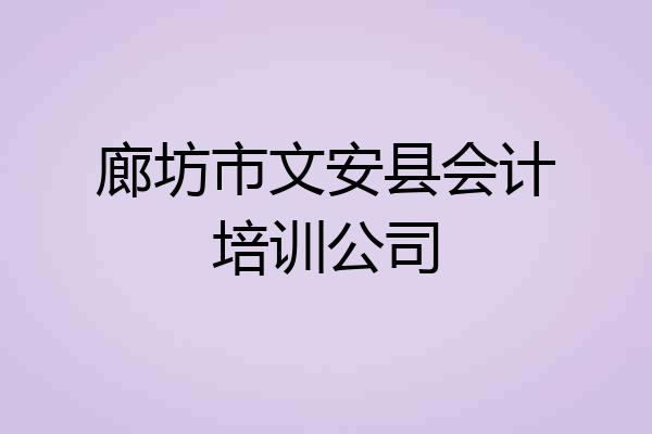 廊坊市文安县会计培训公司