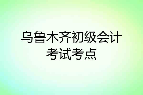 乌鲁木齐初级会计考试考点