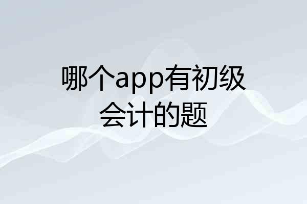 哪个app有初级会计的题
