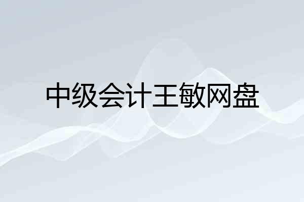 中级会计王敏网盘