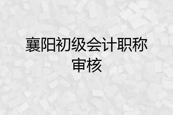 襄阳初级会计职称审核