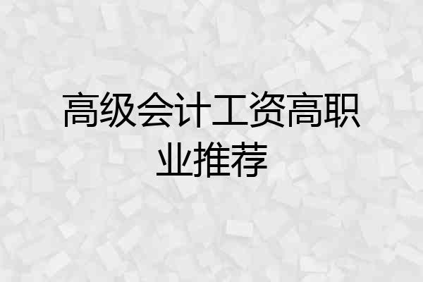 高级会计工资高职业推荐