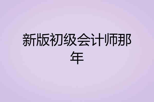 新版初级会计师那年