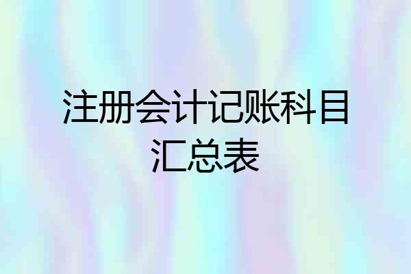 注册会计记账科目汇总表