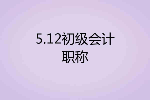 5.12初级会计职称