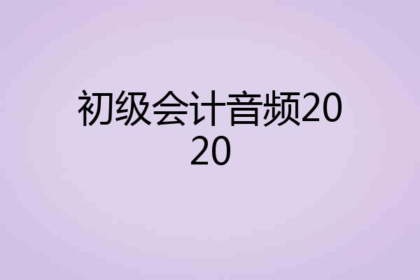 初级会计音频2020
