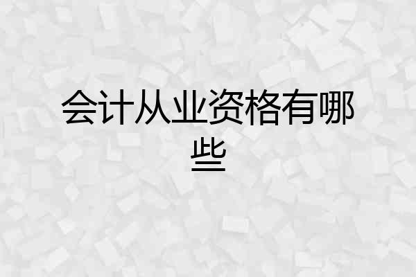 会计从业资格有哪些