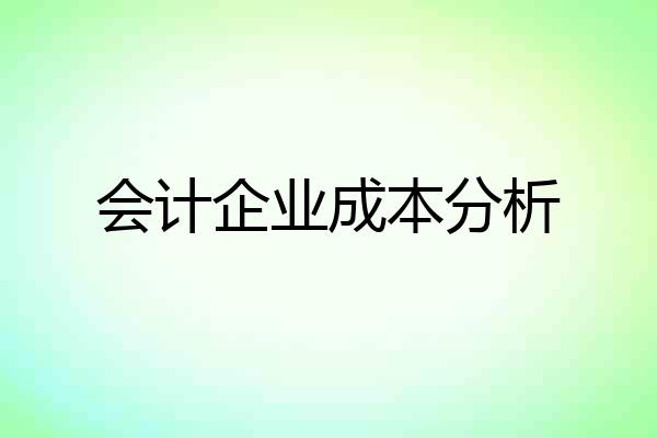 会计企业成本分析