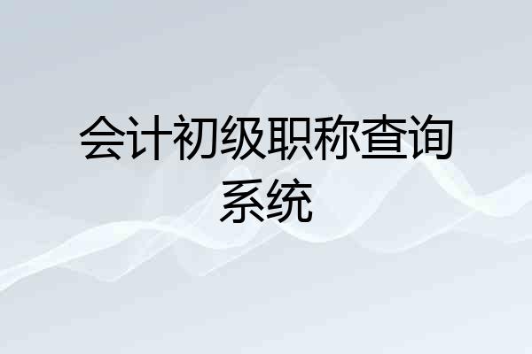 会计初级职称查询系统