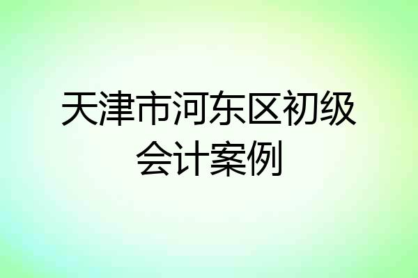 天津市河东区初级会计案例