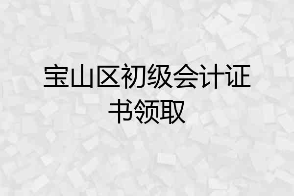 宝山区初级会计证书领取
