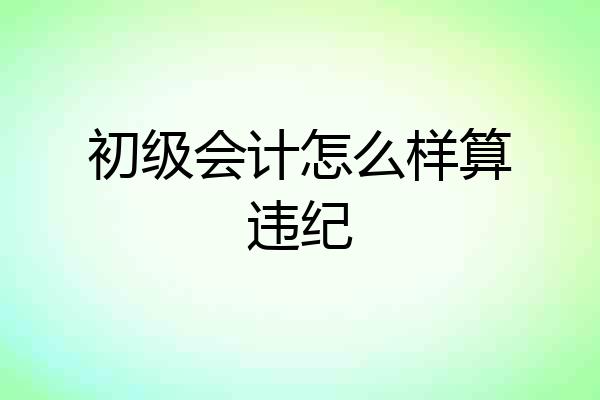 初级会计怎么样算违纪