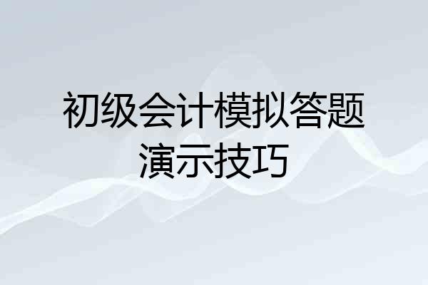 初级会计模拟答题演示技巧