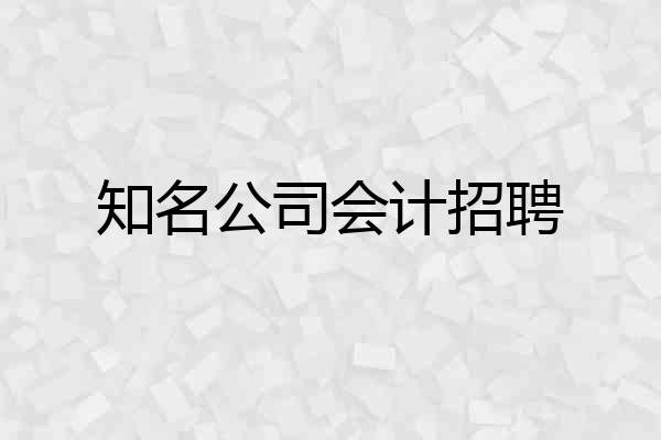 知名公司会计招聘