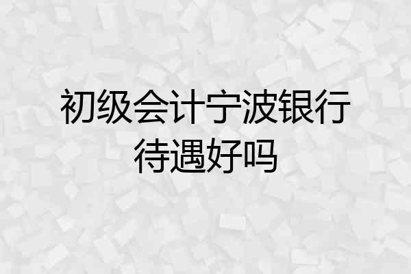 初级会计宁波银行待遇好吗