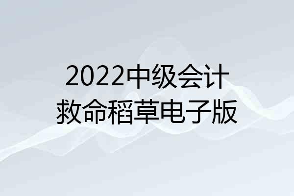 2022中级会计救命稻草电子版