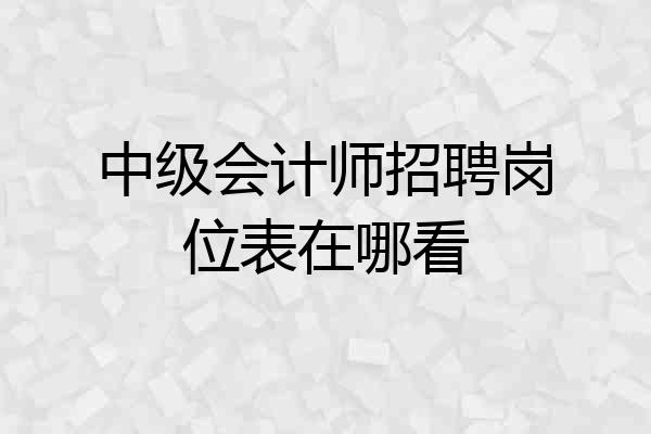 中级会计师招聘岗位表在哪看