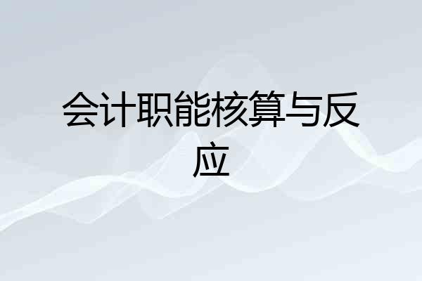 会计职能核算与反应