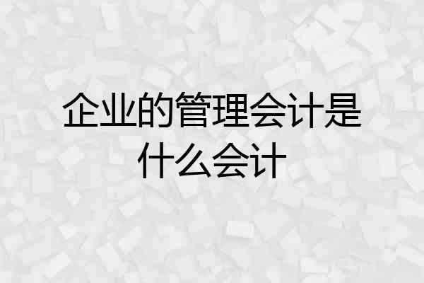 企业的管理会计是什么会计