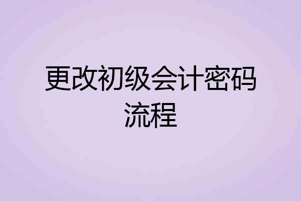 更改初级会计密码流程