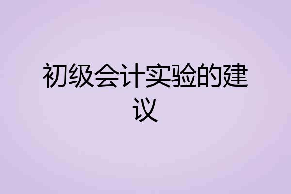 初级会计实验的建议