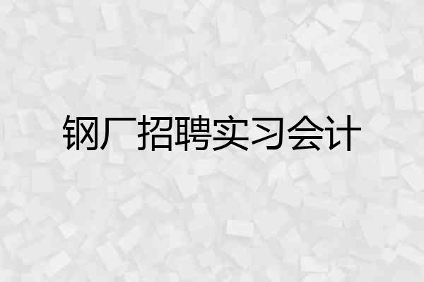 钢厂招聘实习会计
