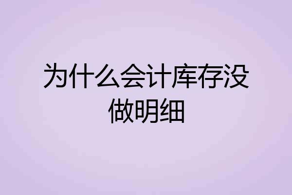 为什么会计库存没做明细