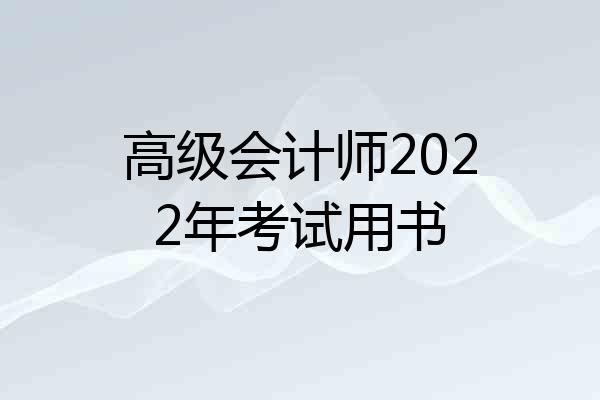 高级会计师2022年考试用书