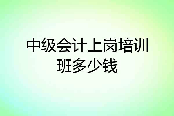 中级会计上岗培训班多少钱