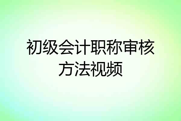 初级会计职称审核方法视频