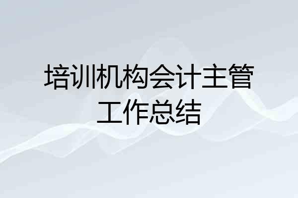 培训机构会计主管工作总结