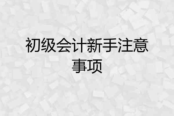 初级会计新手注意事项
