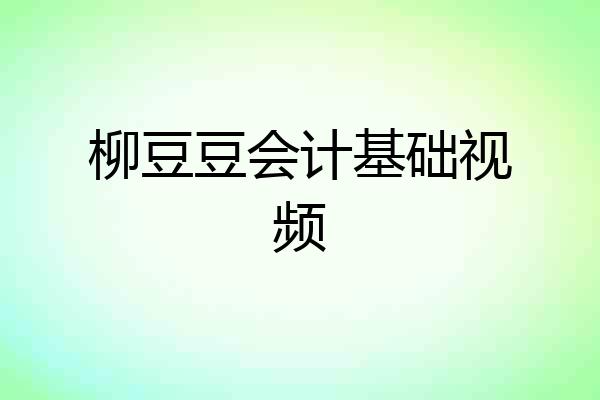柳豆豆会计基础视频