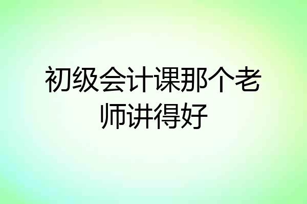 初级会计课那个老师讲得好