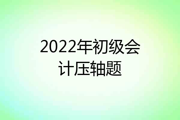 2022年初级会计压轴题