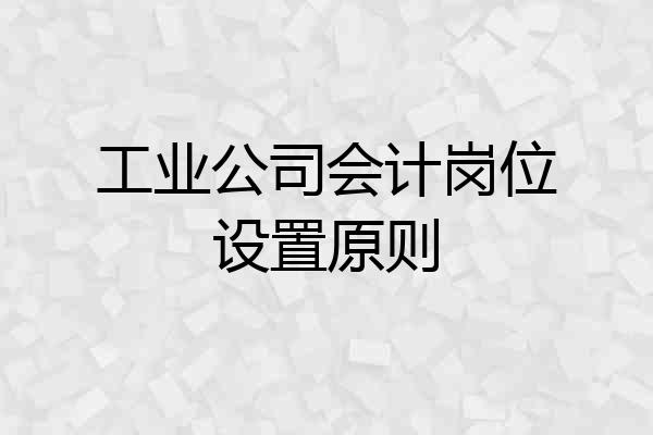 工业公司会计岗位设置原则