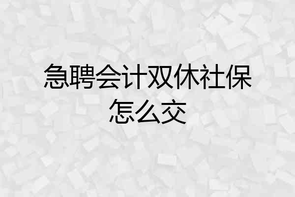 急聘会计双休社保怎么交