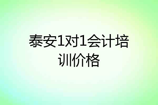 泰安1对1会计培训价格