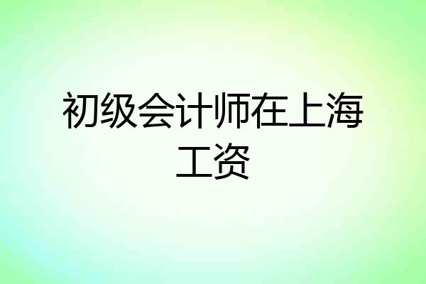 初级会计师在上海工资