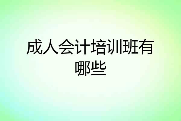 成人会计培训班有哪些