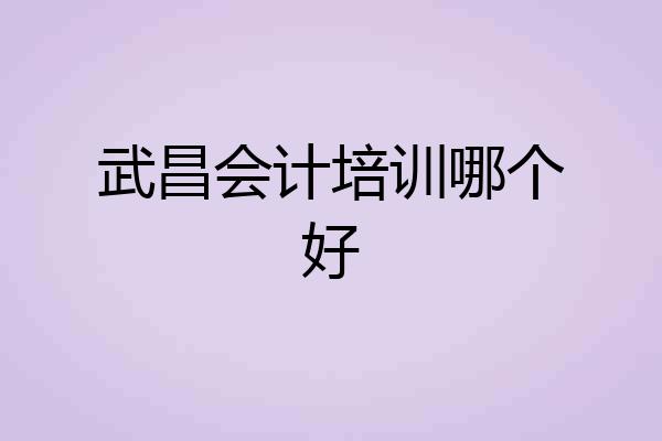 武昌会计培训哪个好