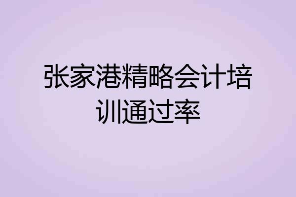 张家港精略会计培训通过率