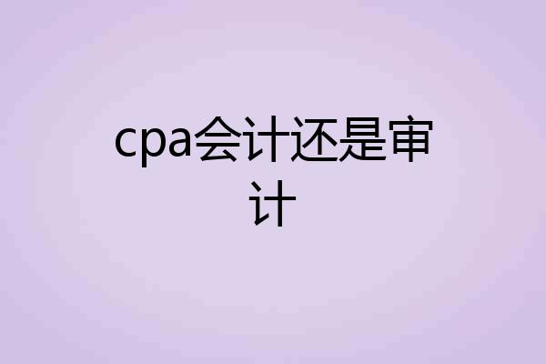 cpa会计还是审计
