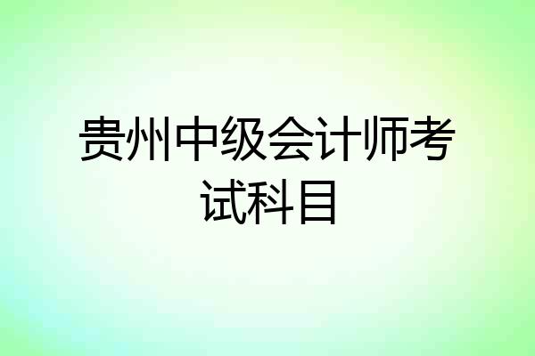 贵州中级会计师考试科目