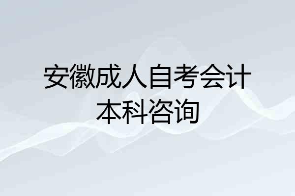 安徽成人自考会计本科咨询
