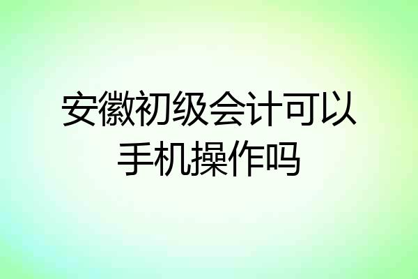 安徽初级会计可以手机操作吗