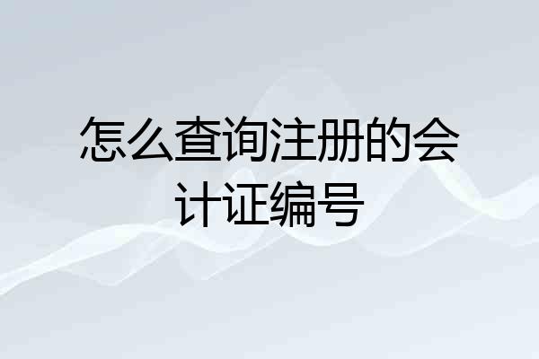 怎么查询注册的会计证编号